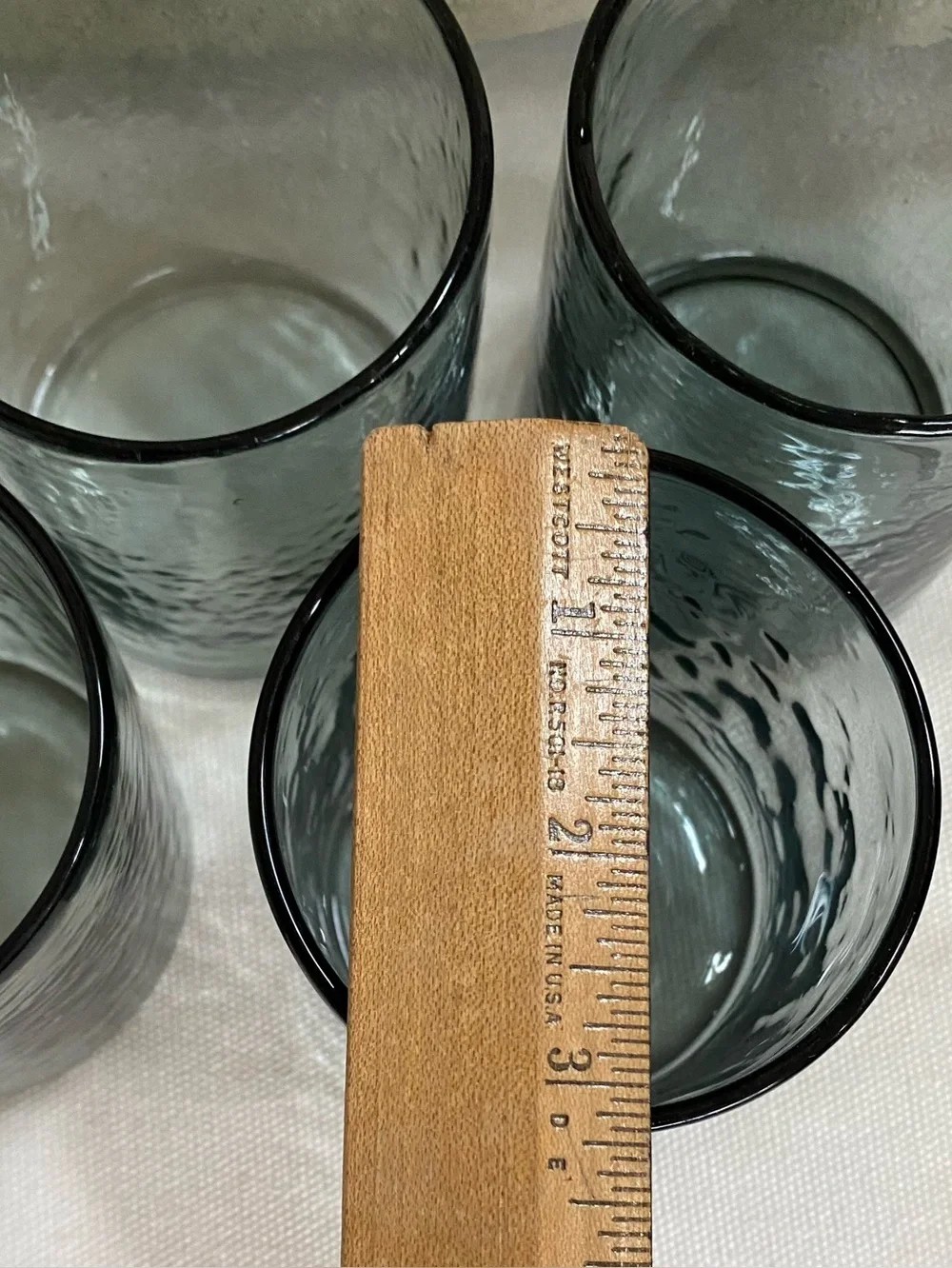 Set of 5 Handblown Smoky Gray Hammered Glass Rocks Glasses Pottery Barn ?